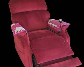 Burgundy Velvet Dual Motor Lift Chair with Heat and Massage