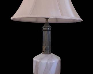 Vintage Milk Glass Marble Base Table Lamp