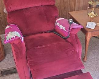 Burgundy Velvet Dual Motor Lift Chair with Heat and Massage