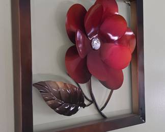 Framed Metal Flower Wall Art