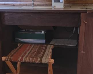 Vintage Sewing Machine Cabinet with Signature Sewing Machine