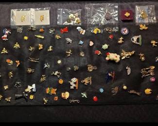 Gold Metal Enameled Pins Incl Navy Comdr, 4 Star, SOHO, Heart With Ruby, Cunard Line