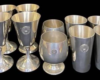 9pc Vintage Pewter American Trapshooting Association ATA Trophy Lot Kirk  Stieff
