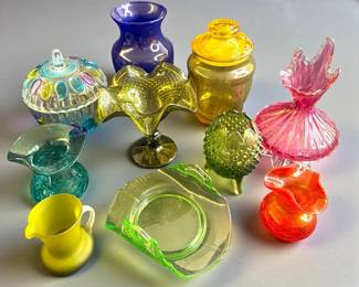 Vintage Art Glass Collection with Ruffled, Ribbed, and Molded Designs