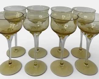 Vintage Tiffin Yellow Glass Coupes Lot 8 Twisted Stem Optic Bowl