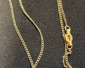 12K Gold Filled Green Stone Fish Pendant Necklace