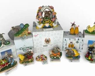 Lot of 11 Vintage Charming Tails Figurines Easter Spring Theme Musical Signed