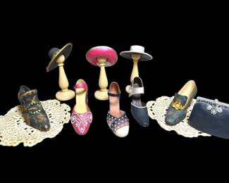 1999 Classic Couture Miniature Fashion Shoe  Hat Figurine Collection with Ophelia Handbag