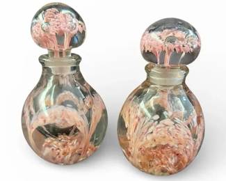 Pair of HandBlown Art Glass Perfume Bottles