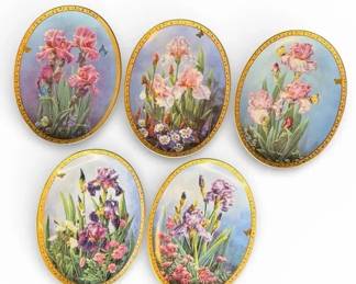Bradford Exchange Rainbow of Iris Oval Plate Set 5 Plates
