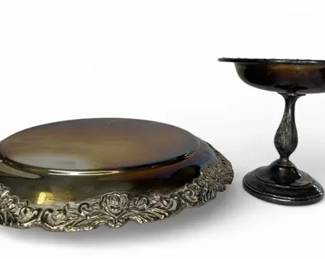 Sheridan Silverplate Serving Tray and Footed Compote Bowl