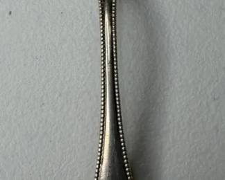 Sterling Silver Floral Teaspoon with Beaded Edge 1.362 Troy Ounces