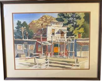 Don Right Original Watercolor Porters Palace Western Saloon Scene Hannibal, MO