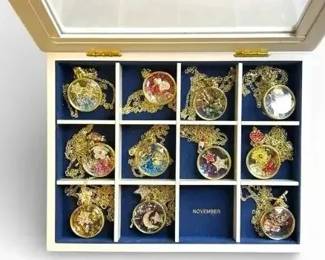 Adjustable Floating Charm Necklace Collection with Display Case