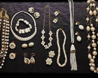 Classy Collection Of Goldtoned White Necklaces, Earrings And Bracelet