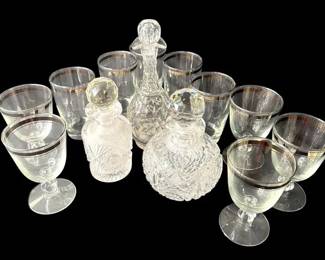 Crystal Decanter and Glassware Barware