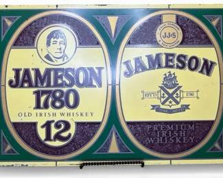Vintage Jameson 1780 Irish Whiskey Painted Glass Advertising Panel Sign