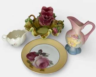 Vintage American Pottery Group Hull USA, California Rose Bowl, Mara of California Creamer