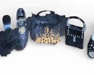 Miniature Shoe Purse Lot Purple Black Glam Decor