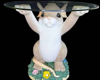 Charming Tails At Your Service Table Figurine with Glass Top  Fitz and Floyd