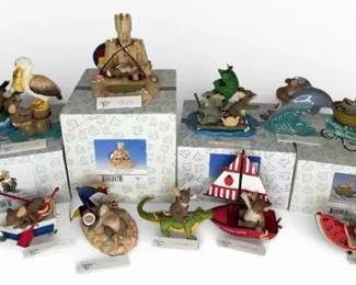 Charming Tails Summer Beach Lake Lot of 11 Figurines Signed Dean Griff Boat