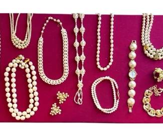 Vintage Trifari and Korea Marked Faux Pearl Jewelry Collection