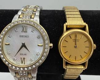 Seiko Ladies Watch Lot Including Solar and Quartz Models with Expansion Bands