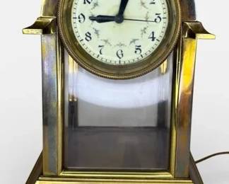 Telechron Brass Glass Electric Mantel Clock by The American Clock Co. Working