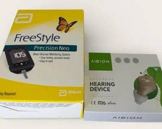 Freestyle Precision Neo Glucose Monitor Kit Aidion A17 Rechargeable Hearing Aids