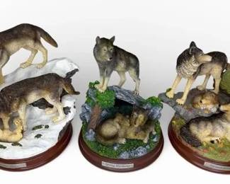 Protectors of the Pack Seasonal Wolf Sculptures 2016 Collection, 3 Pieces