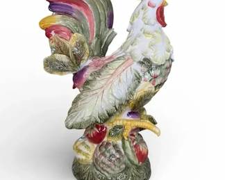 Fitz and Floyd Vista Bella Rooster Pitcher Hand Painted Ceramic Farmhouse Centerpiece