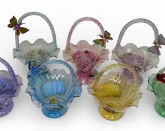Bradford Exchange Hand Blown Art Glass Basket Collection 7  Lena Liu Butterflies  James Hautman