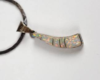Sterling silver and opal inlay pendant on sterling chain
