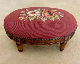 Needlepoint Floral Footstool 