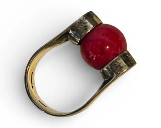 Sterling Silver Red Stone Ring 
