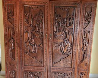 Beautiful carved Asian armoire