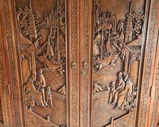 Beautifully carved Asian armoire