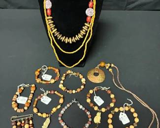 CT247Wood  Bone Beaded Jewelry