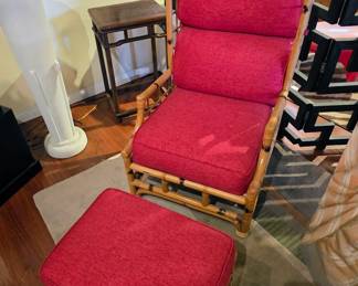 Bamboo chair and ottoman.