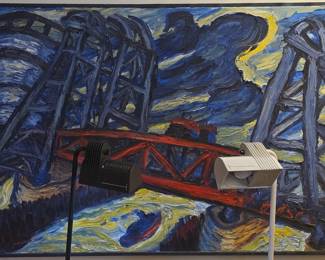 Large abstract bridge painting.