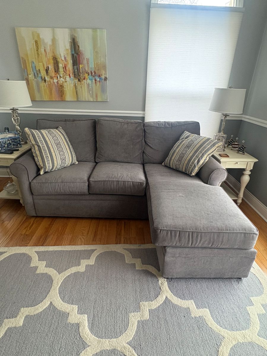 Grey Couch w/Chaise in newer shape 
$400
7Ft W & 5 L w/Chaise