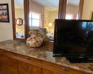 Large Marble Top Triple Dresser