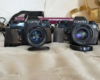 Pair of Contax 139 35mm film cameras w/ Zeiss Planar T* 50mm 1.7 lenses