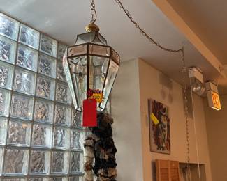 Lantern style stained glass chandelier $50 + tax