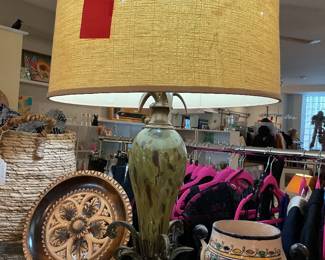 Hand blown glass table lamp (25” tall)