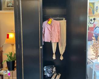 Set of 2 French Provincial Reproduction Hollywood Regency black lacquer wardrobes (94” x 47” x 25.5”) $500 + tax each