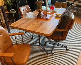 MCM 60s/70s expandable dining set with 4 executive chairs (29” x 3’ x 5’ with leaf) $1000 + tax