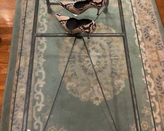 Glass top rectangular coffee table with steel legs (18” x 22” x 5’) $200 + tax