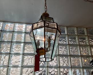 Lantern style stained glass chandelier $50 + tax