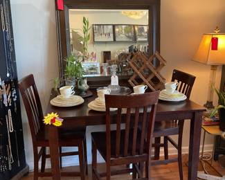 High top wooden dining set (3’ x 4’ x 3’) $230 + tax